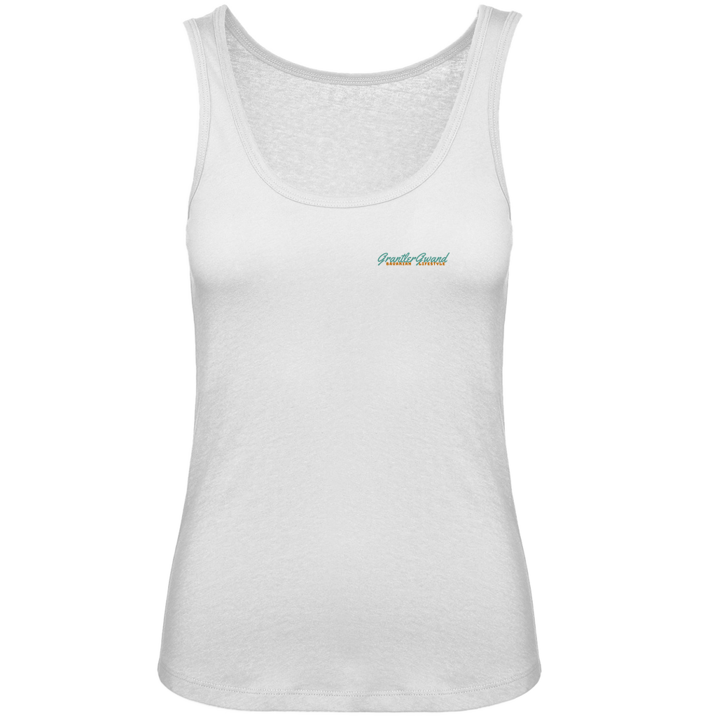Bayerisches Damen Premium Organic Tank Top - A Hoibe a Day keeps the doctor away - Front- und Backprint - Grantler Gwand