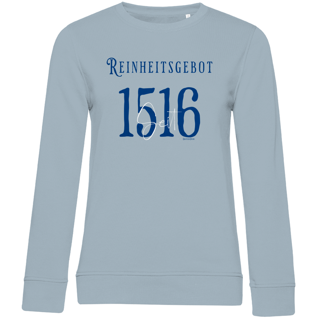 Damen Premium Bio Sweatshirt Reinheitsgebot seit 1516 - blau/weiß