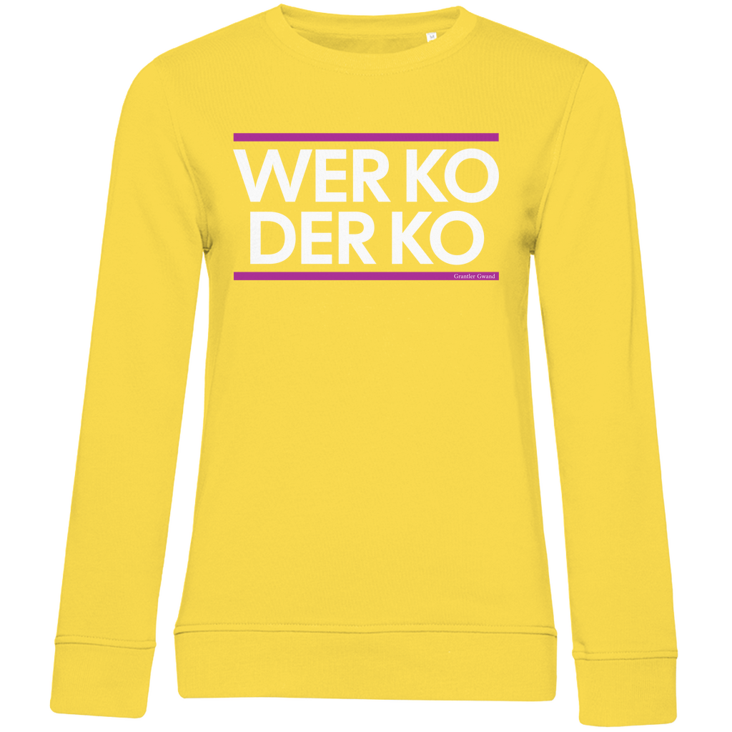 Damen Premium Bio Sweatshirt wer ko der ko - pink/weiß