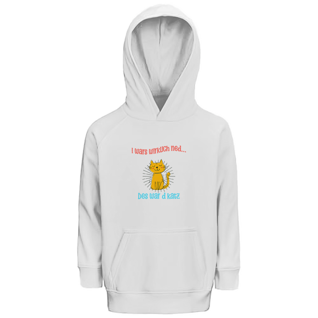 Bayerischer Kinder Premium Bio Hoodie I wars wirklich ned, des war´d Katz - rot/blau - Grantler Gwand