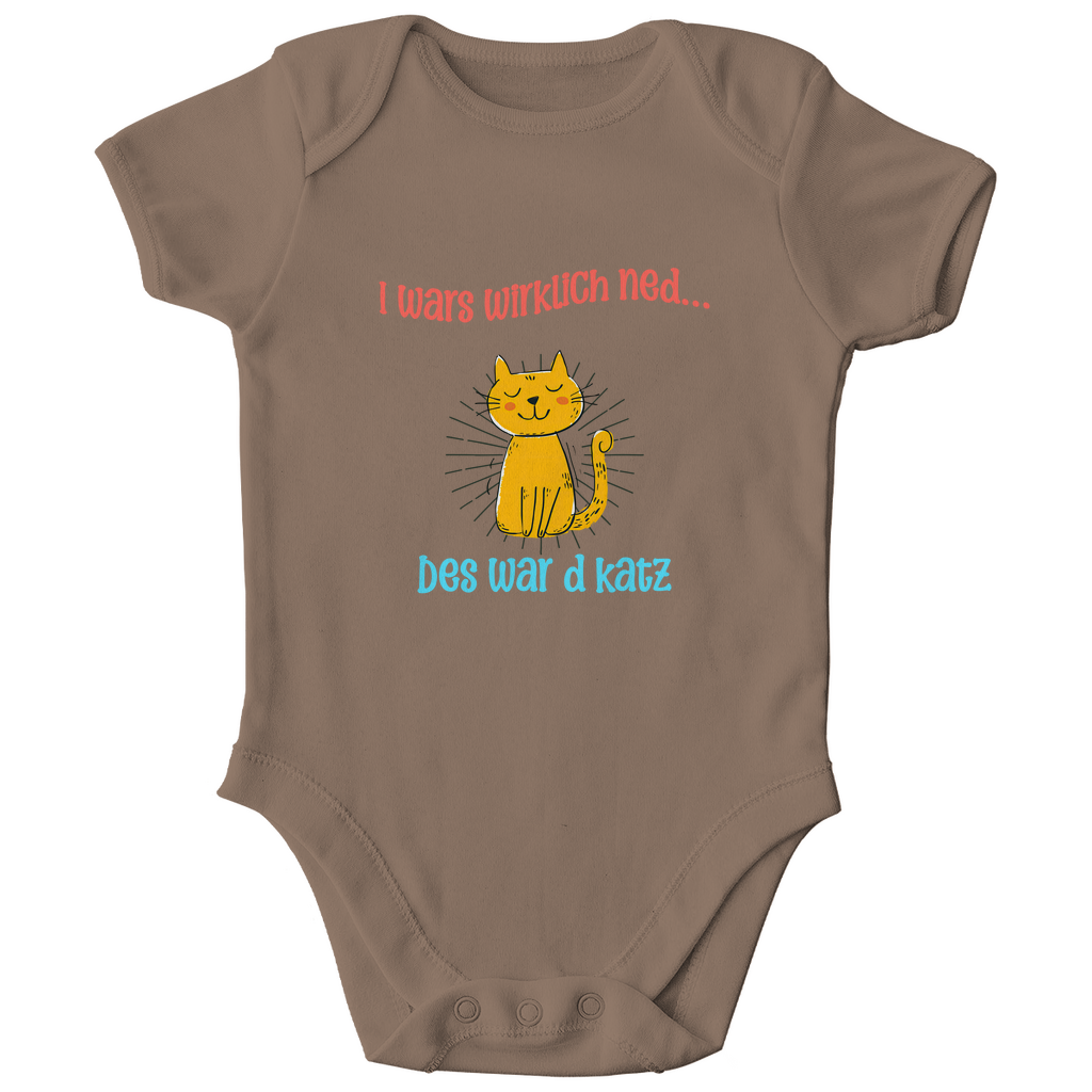 Bayerischer Bio Baby Body I wars wirklich ned, des war´d Katz - rot/blau - Grantler Gwand