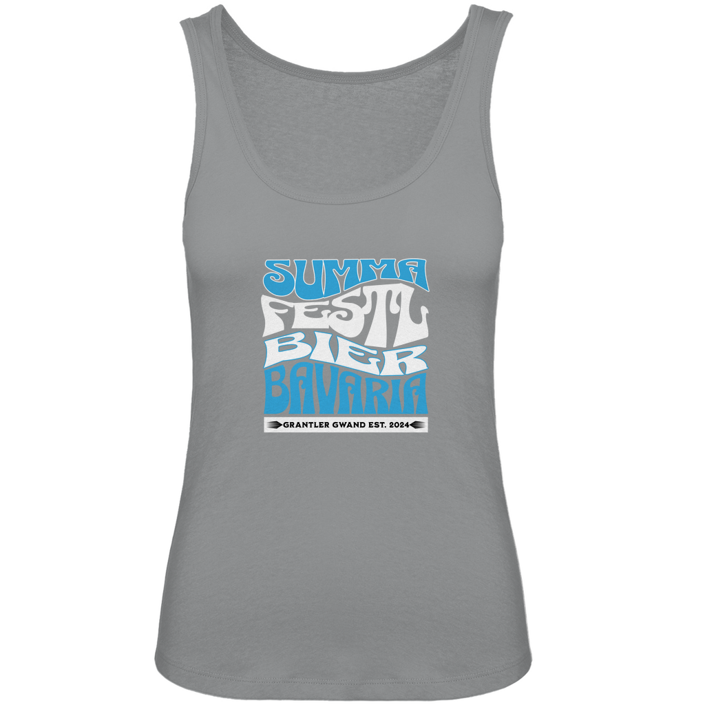 Bayerisches Damen Premium Organic Tank Top Summa, Festl, Bier, Bavaria - blau/weiß - Grantler Gwand