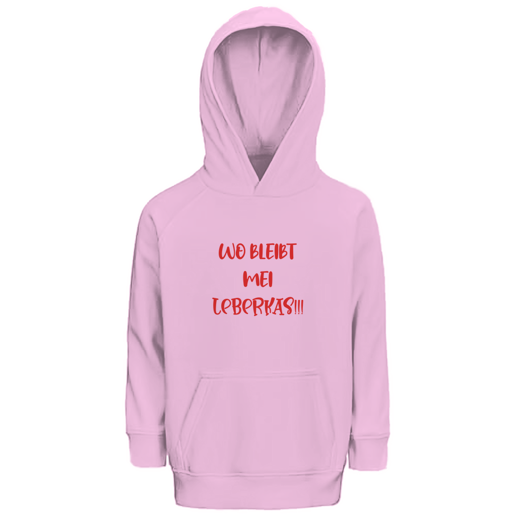Bayerischer Kinder Premium Bio Hoodie Wo bleibt mei Leberkas - rot - Grantler Gwand