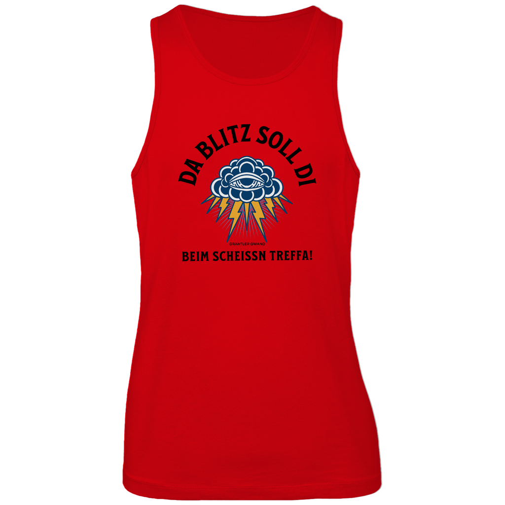 Bayerisches Herren Premium Tank Top Da Blitz soll di beim scheissn treffa - schwarz - Grantler Gwand