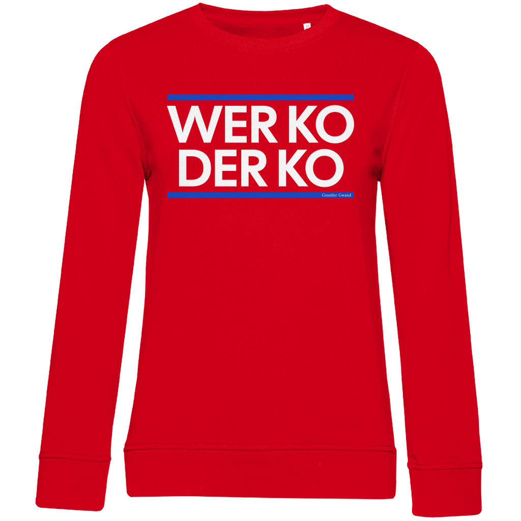 Damen Premium Bio Sweatshirt wer ko der ko - blau/weiß
