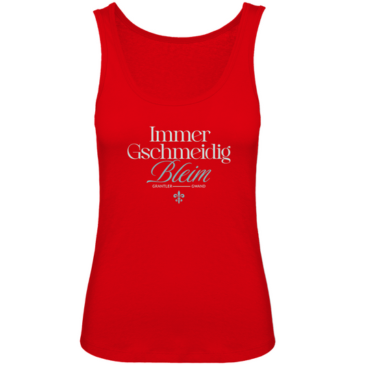 Bayerisches Damen Premium Organic Tank Top Immer gschmeidig bleim - grün - Grantler Gwand