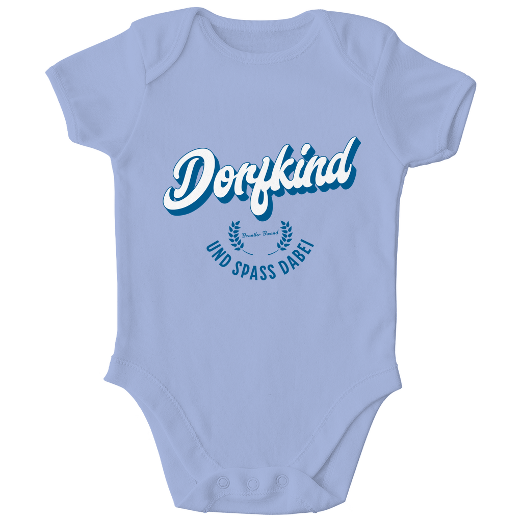 Bayerischer Bio Baby Body Dorfkind und Spaß dabei - blau - Grantler Gwand