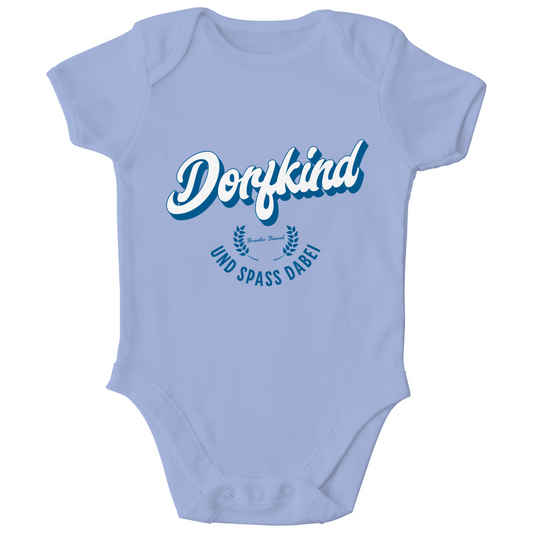 Bayerischer Bio Baby Body Dorfkind und Spaß dabei - blau - Grantler Gwand