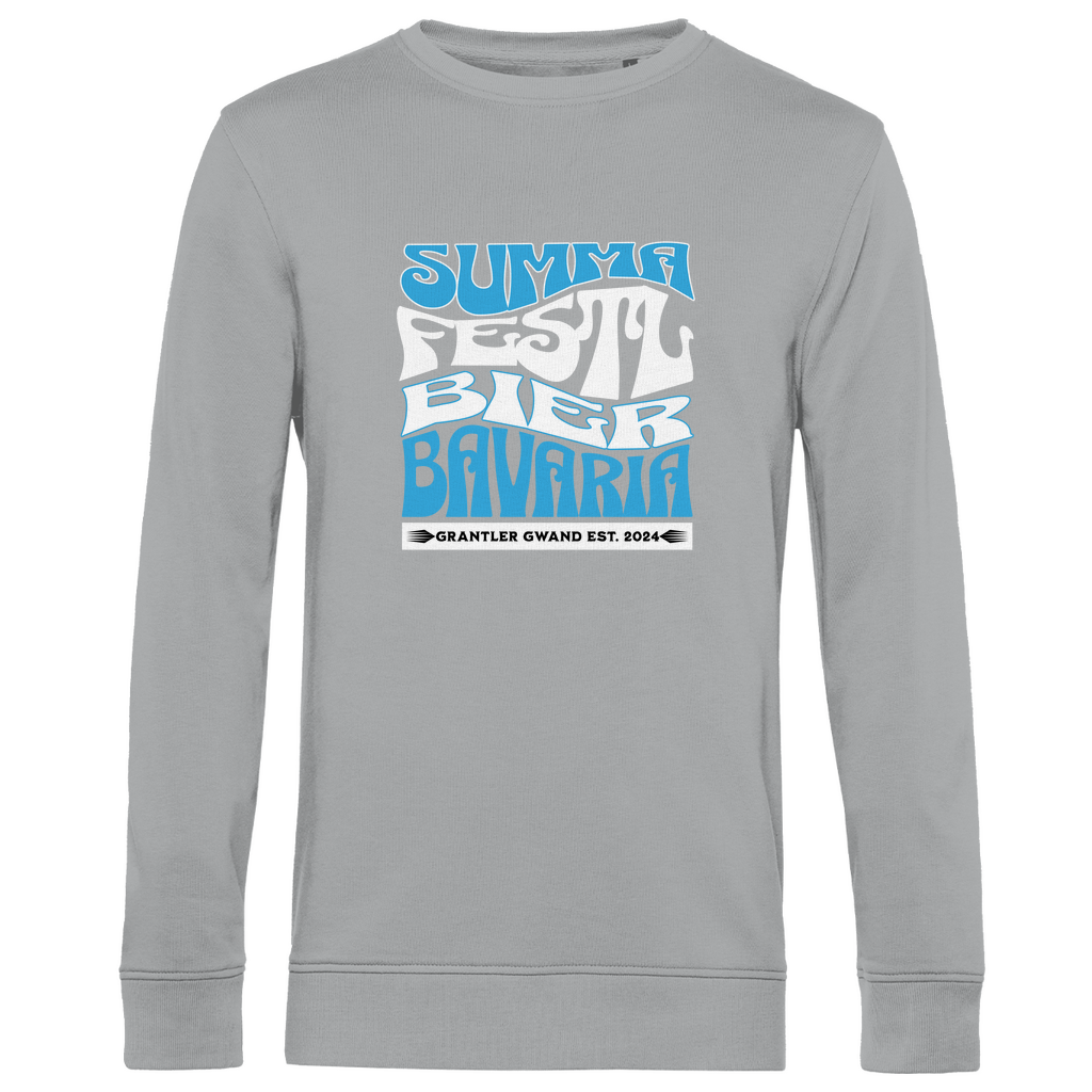 Herren Premium Bio Sweatshirt Summa, Festl, Bier, Bavaria - blau/weiß