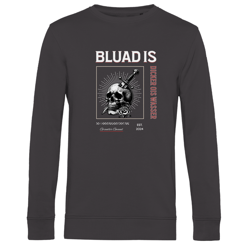Bayerisches Herren Premium Bio Sweatshirt Bluad is dicker ois Wasser - rot - Grantler Gwand