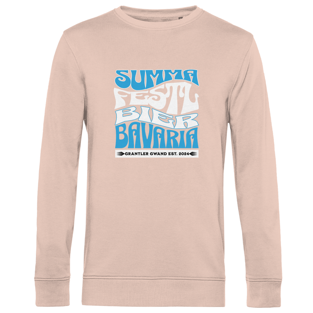 Herren Premium Bio Sweatshirt Summa, Festl, Bier, Bavaria - blau/weiß
