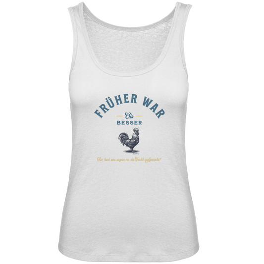 Bayerisches Damen Premium Organic Tank Top Früher war ois besser - blau/gold - Grantler Gwand