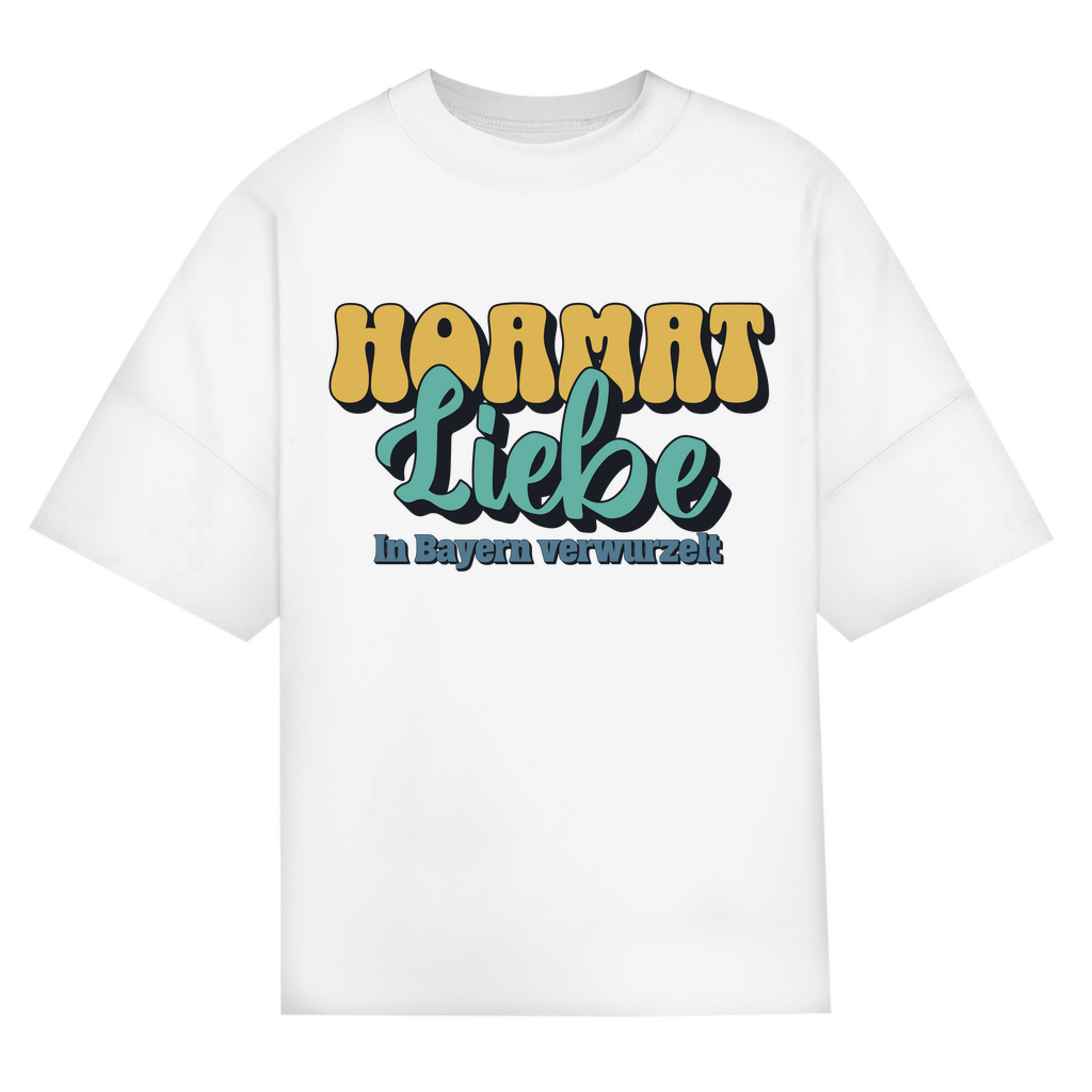Bayerisches Oversize T-Shirt Unisex - Hoamat Liebe -gold/grün - Grantler Gwand