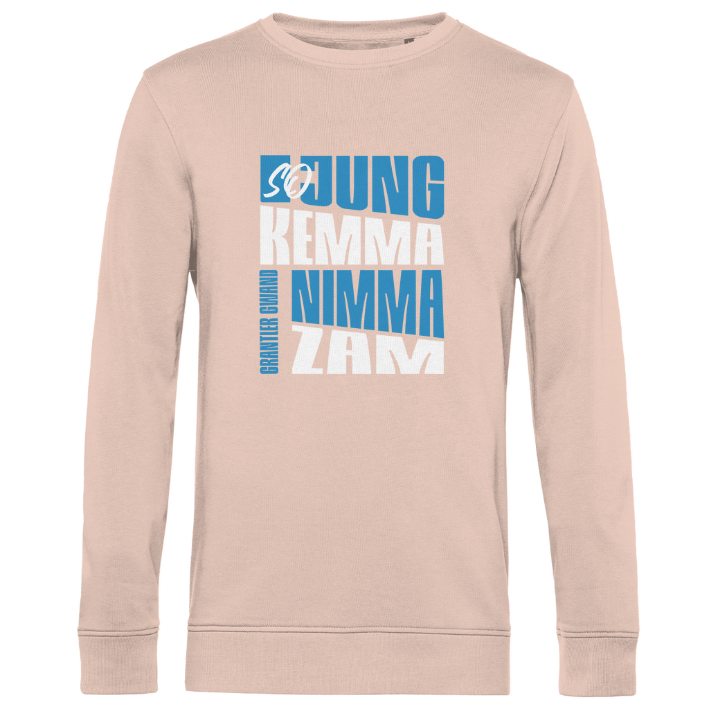 Herren Premium Bio Sweatshirt So jung kemma nimma zam - blau/weiß