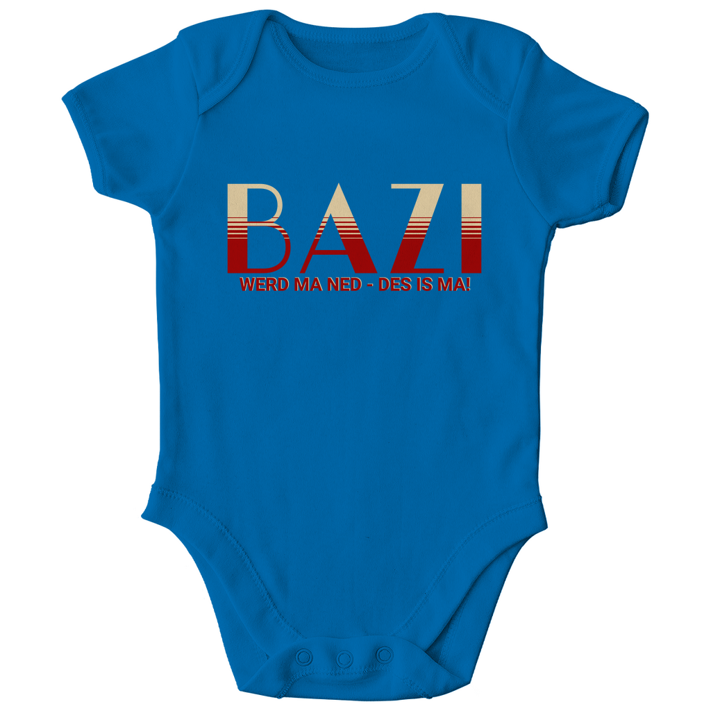 Bayerischer Bio Baby Body Bazi werd ma ned, des is ma - rot/beige - Grantler Gwand