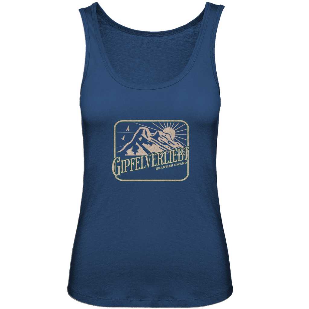 Bayerisches Damen Premium Organic Tank Top Gipfelverliebt - grün/gold - Grantler Gwand