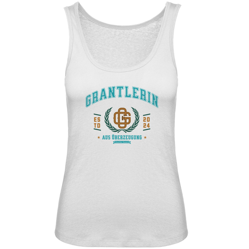 Bayerisches Damen Premium Organic Tank Top Grantlerin aus Überzeugung - mint/gold - Grantler Gwand