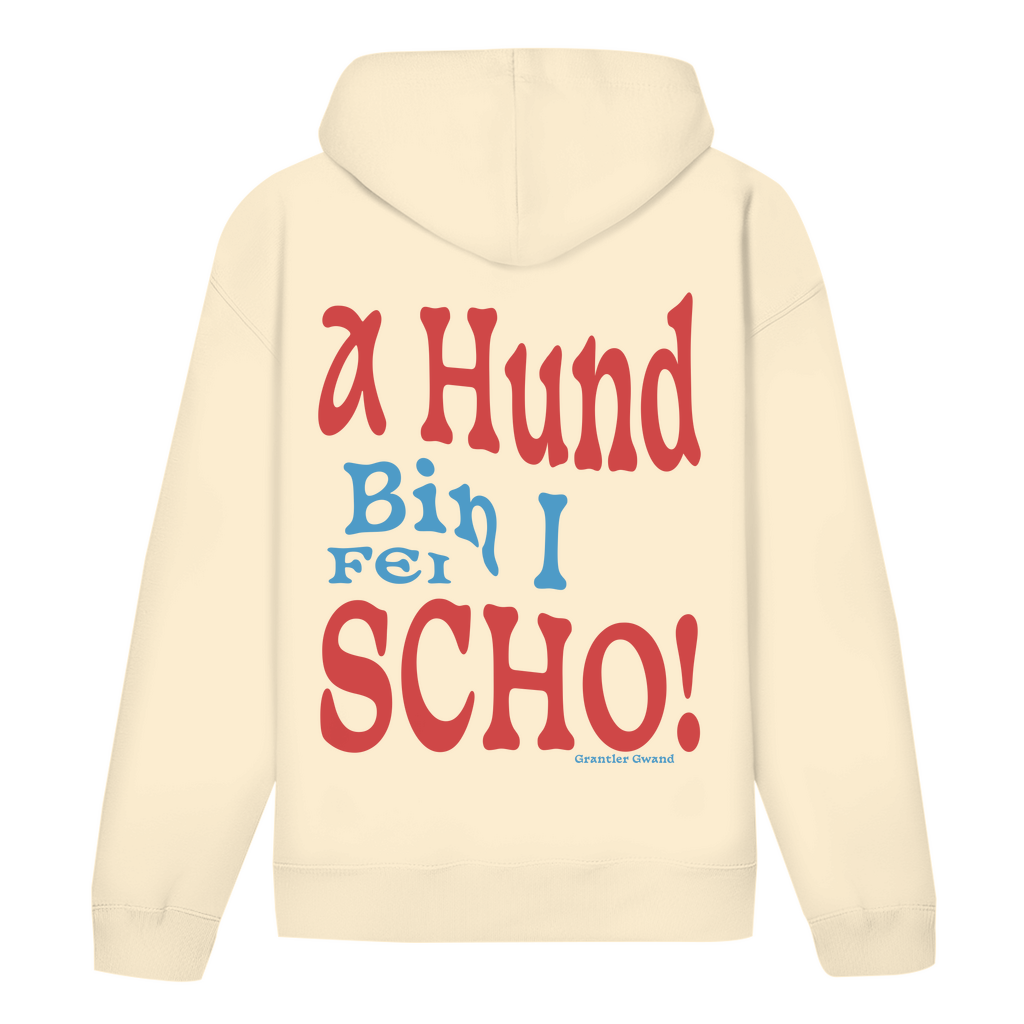 Bayerischer Hoodie Unisex -  A Hund bin i fei scho - rot/blau - Grantler Gwand