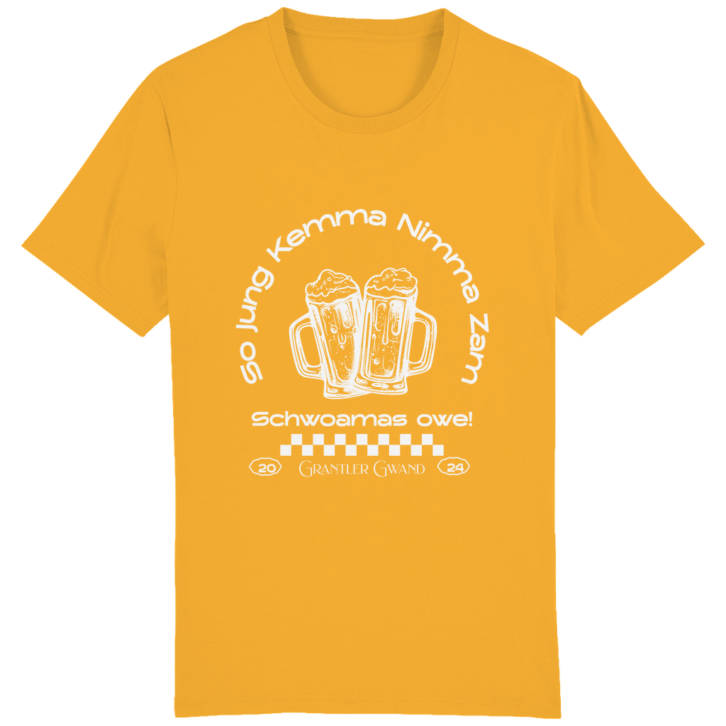 Bayerisches Herren T-Shirt So jung kemma nimma zam, schwoamas owe - weiß - Grantler Gwand