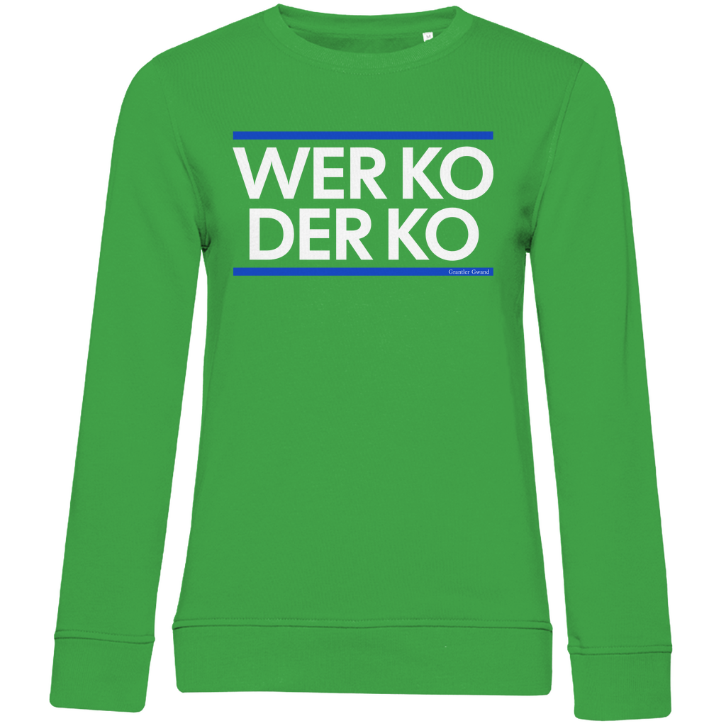 Damen Premium Bio Sweatshirt wer ko der ko - blau/weiß