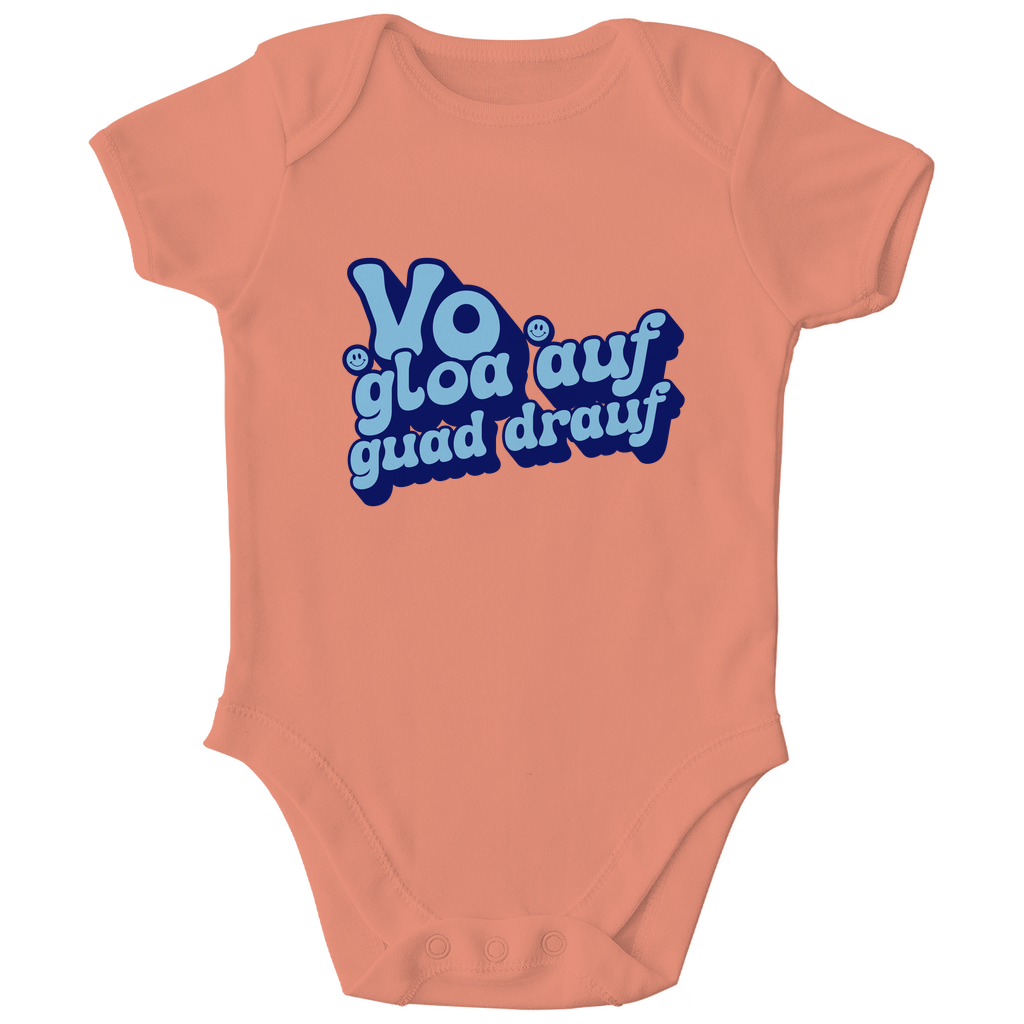 Bayerischer Bio Baby Body Vo gloa auf guad drauf - blau - Grantler Gwand