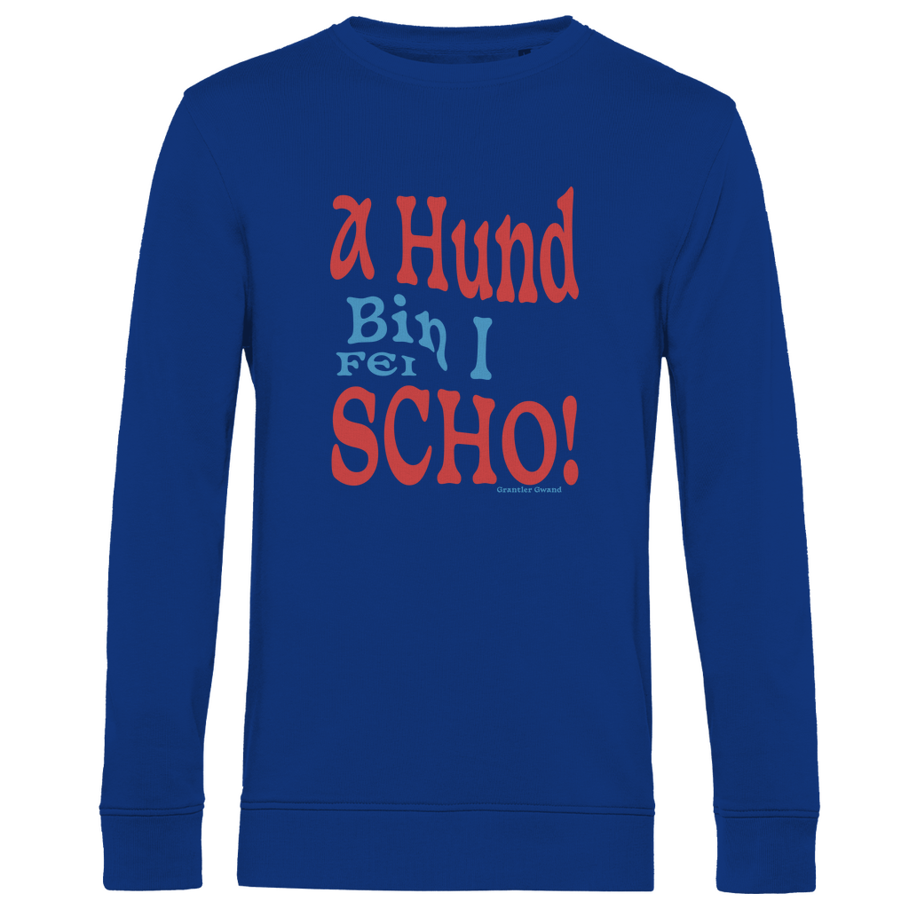 Herren Premium Bio Sweatshirt A Hund bin i fei scho - rot/blau