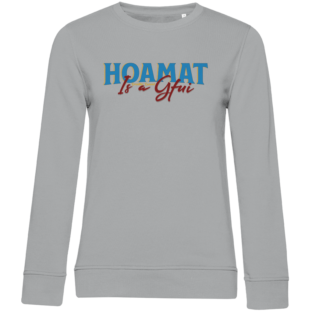 Damen Premium Bio Sweatshirt Hoamat is a Gfui - blau/rot