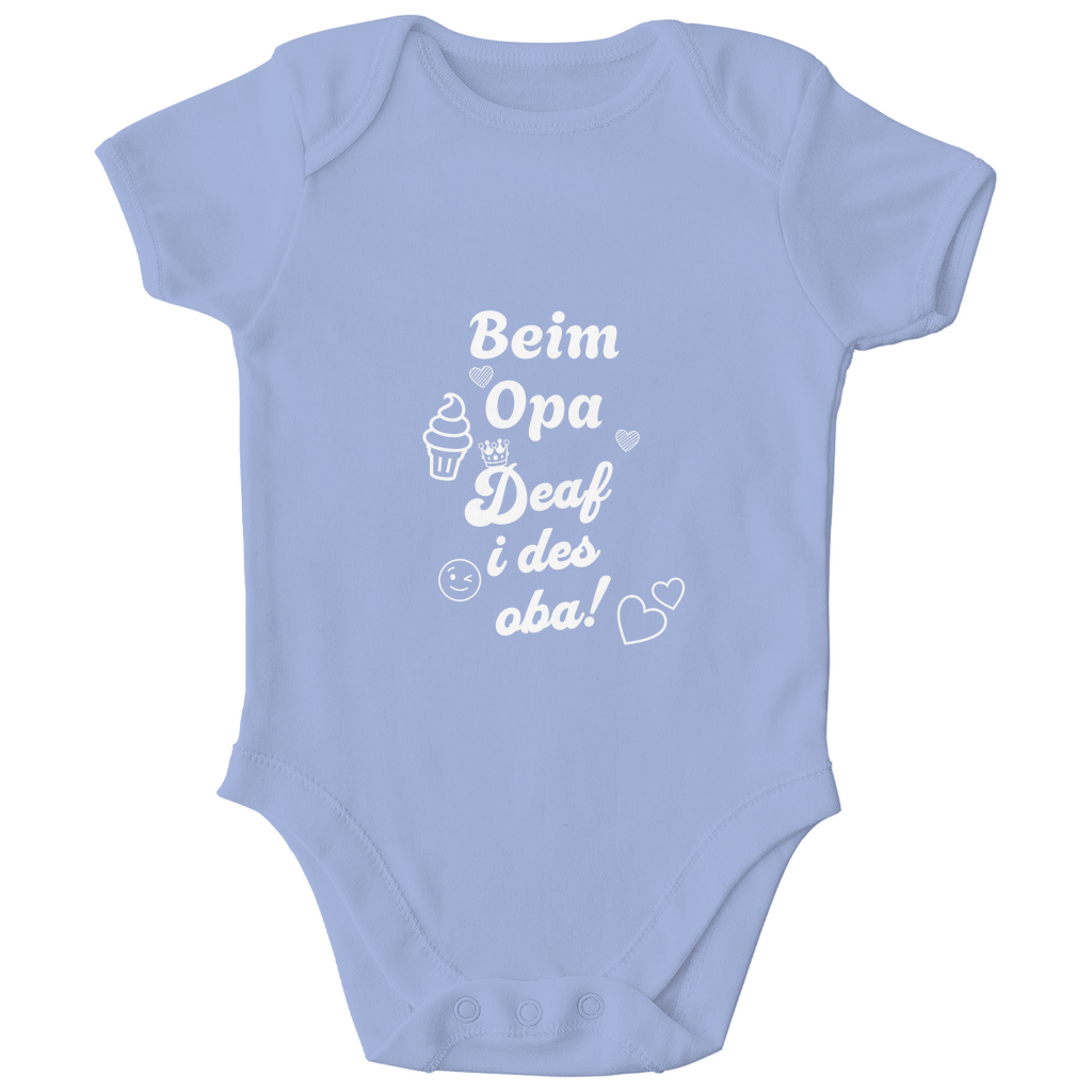 Bayerischer Bio Baby Body Beim Opa derf i des aba - weiß - Grantler Gwand