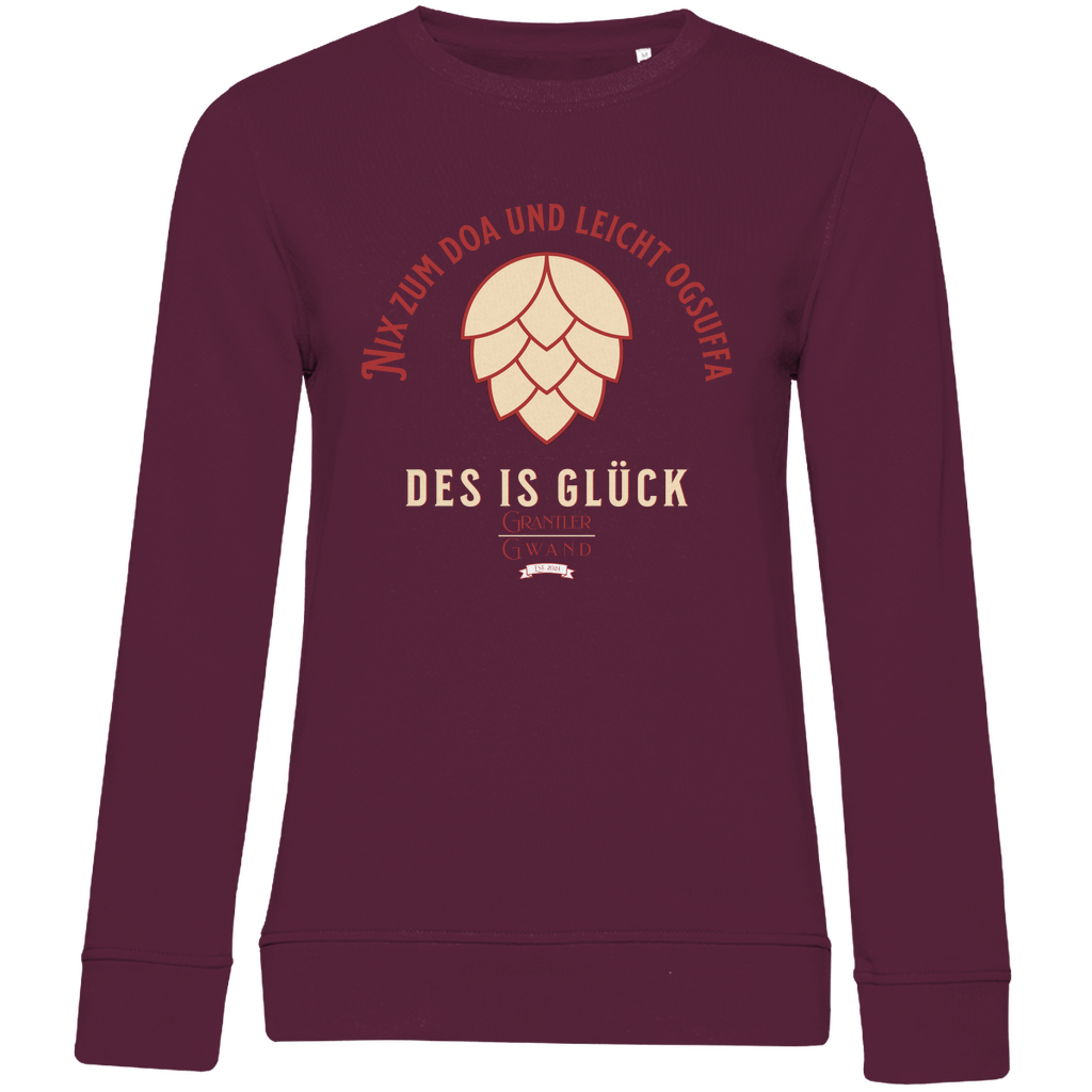 Damen Premium Bio Sweatshirt Nix zum doa und leicht ogsuffa - rot/beige