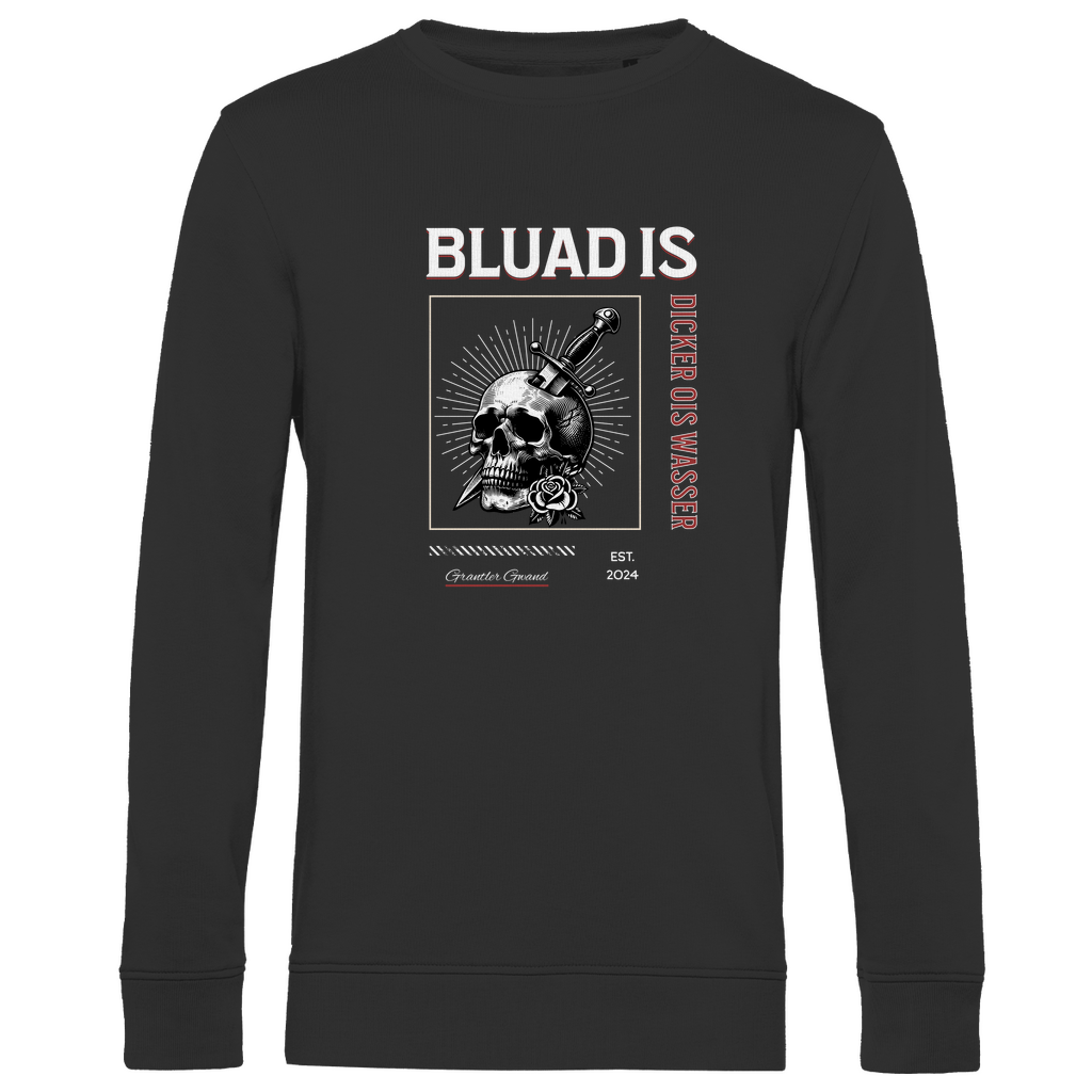 Bayerisches Herren Premium Bio Sweatshirt Bluad is dicker ois Wasser - rot - Grantler Gwand
