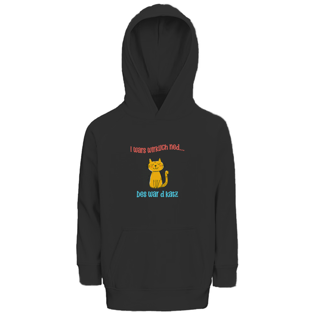 Bayerischer Kinder Premium Bio Hoodie I wars wirklich ned, des war´d Katz - rot/blau - Grantler Gwand