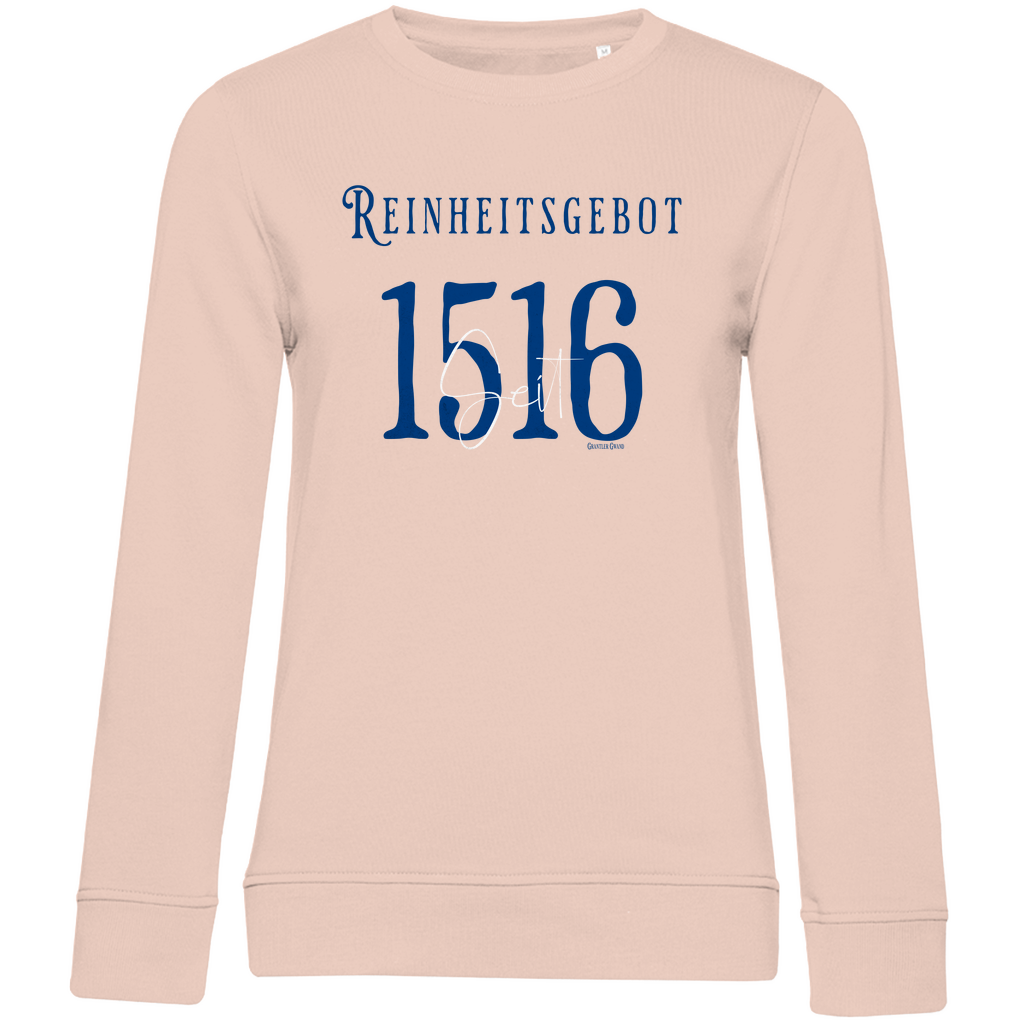 Damen Premium Bio Sweatshirt Reinheitsgebot seit 1516 - blau/weiß