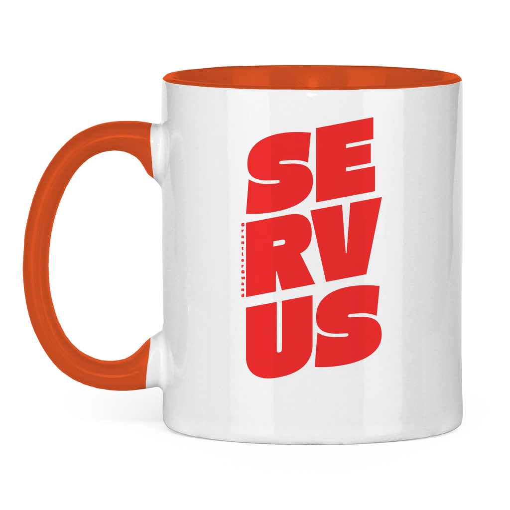 Tasse zweifarbig Servus - rot