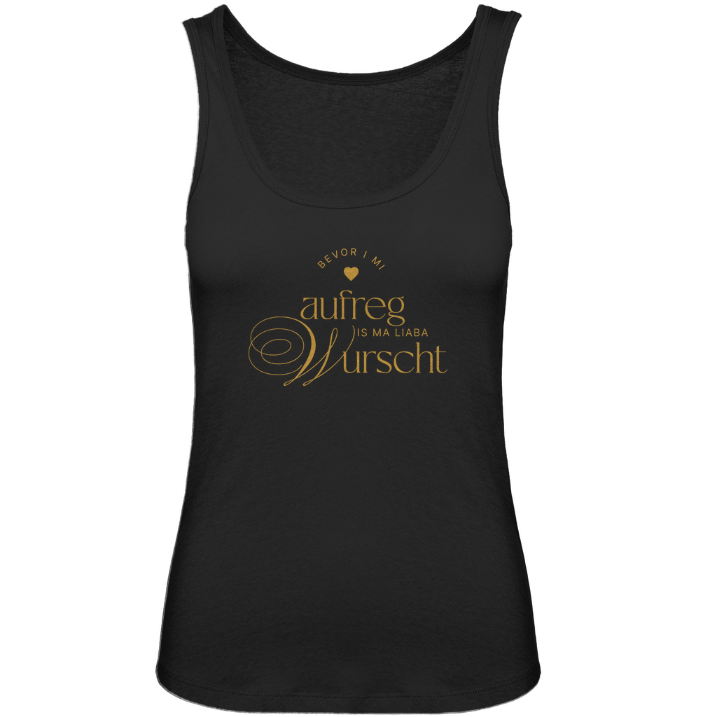 Bayerisches Damen Premium Organic Tank Top Bevor I mi aufreg, is ma liaba Wurscht - Senf - Grantler Gwand