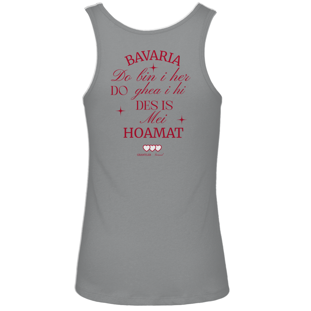 Bayerisches Damen Premium Organic Tank Top Bavaria, do bin I her - Rot - Front- und Backprint - Grantler Gwand