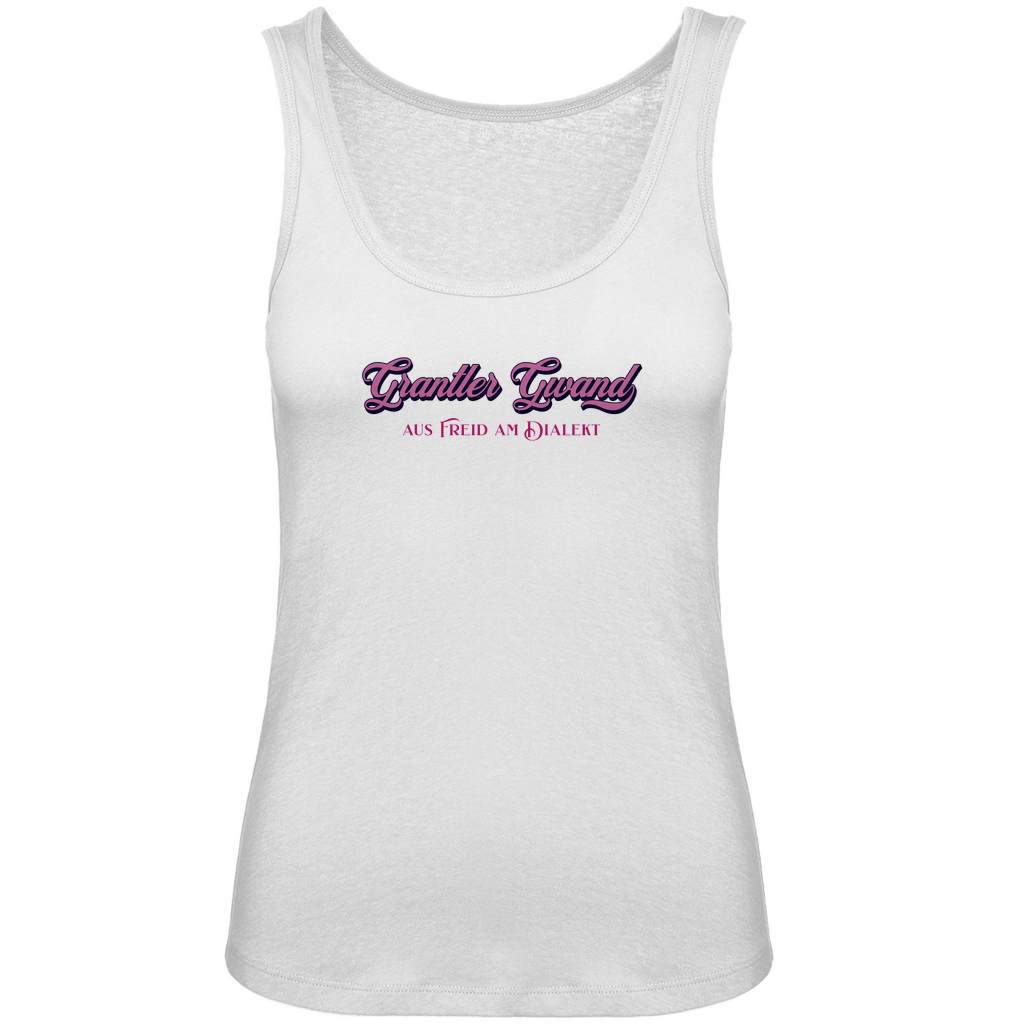 Bayerisches Damen Premium Organic Tank Top Grantler Gwand - aus freid am Dialekt - gold - Grantler Gwand