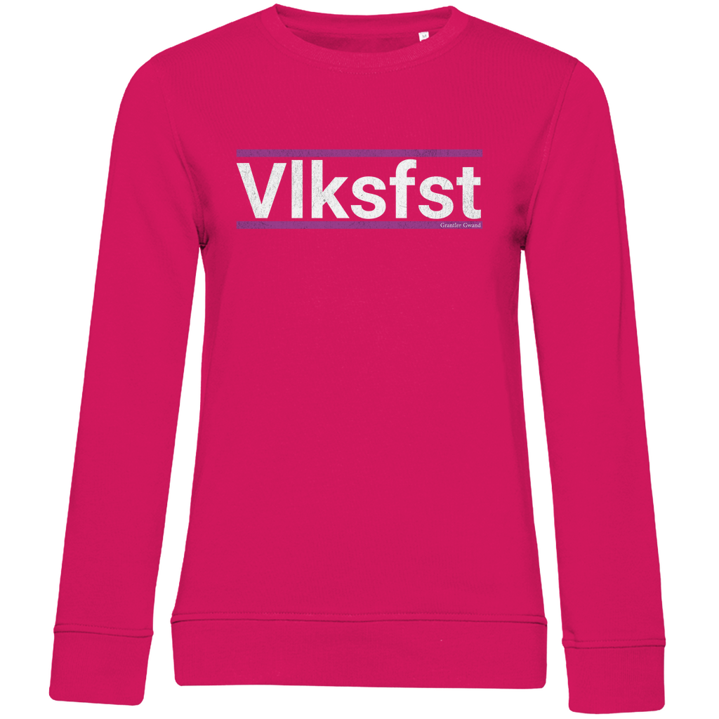 Damen Premium Bio Sweatshirt Vlksfst - lila/weiß