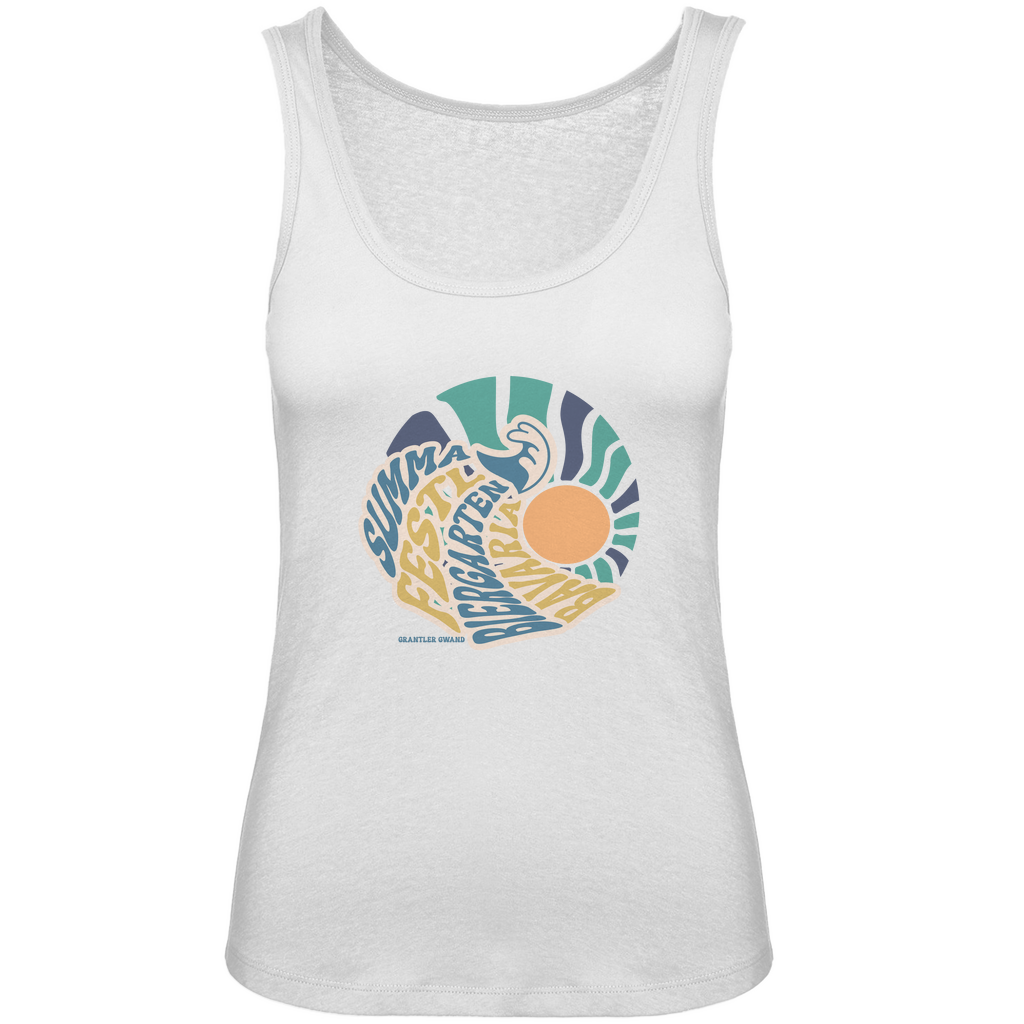 Bayerisches Damen Premium Organic Tank Top Summa, Festl, Biergarten, Bavaria - blau/gold - Grantler Gwand