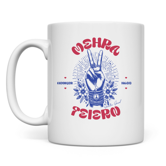 Bayerische Tasse Weniger Hass, Mehra Feiern - Rot/Blau - Grantler Gwand