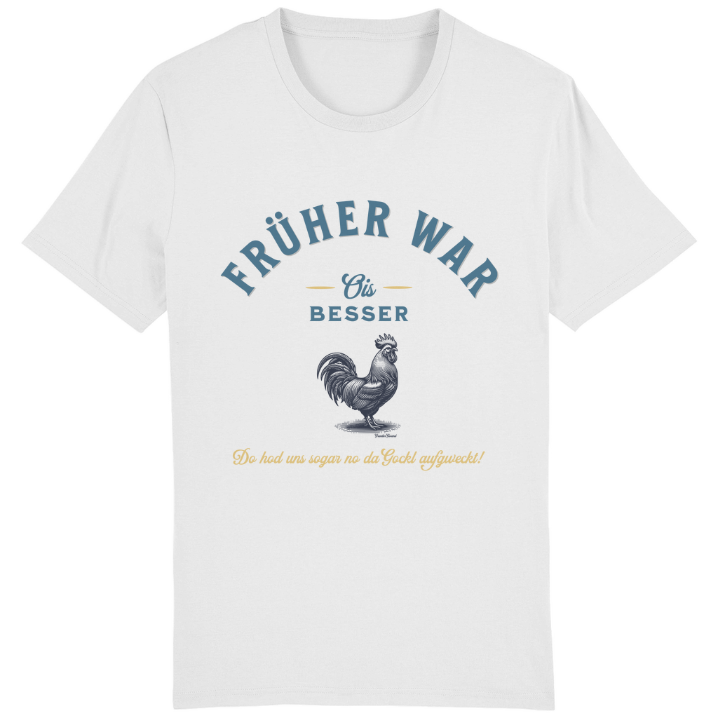 Bayerisches Herren T-Shirt Früher war ois besser - blau/gold - Grantler Gwand