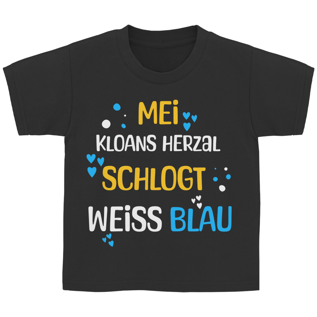 Bayerisches Kinder T-Shirt - Mei kloans Herzal schlogt weiss blau - Grantler Gwand