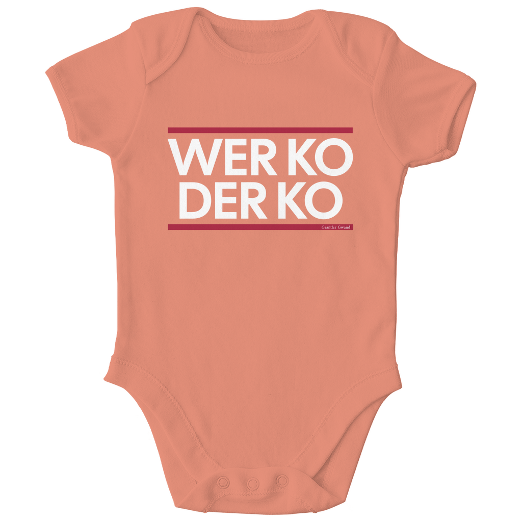Bayerischer Bio Baby Body wer ko der ko - rot/weiß - bayerisches Gwand