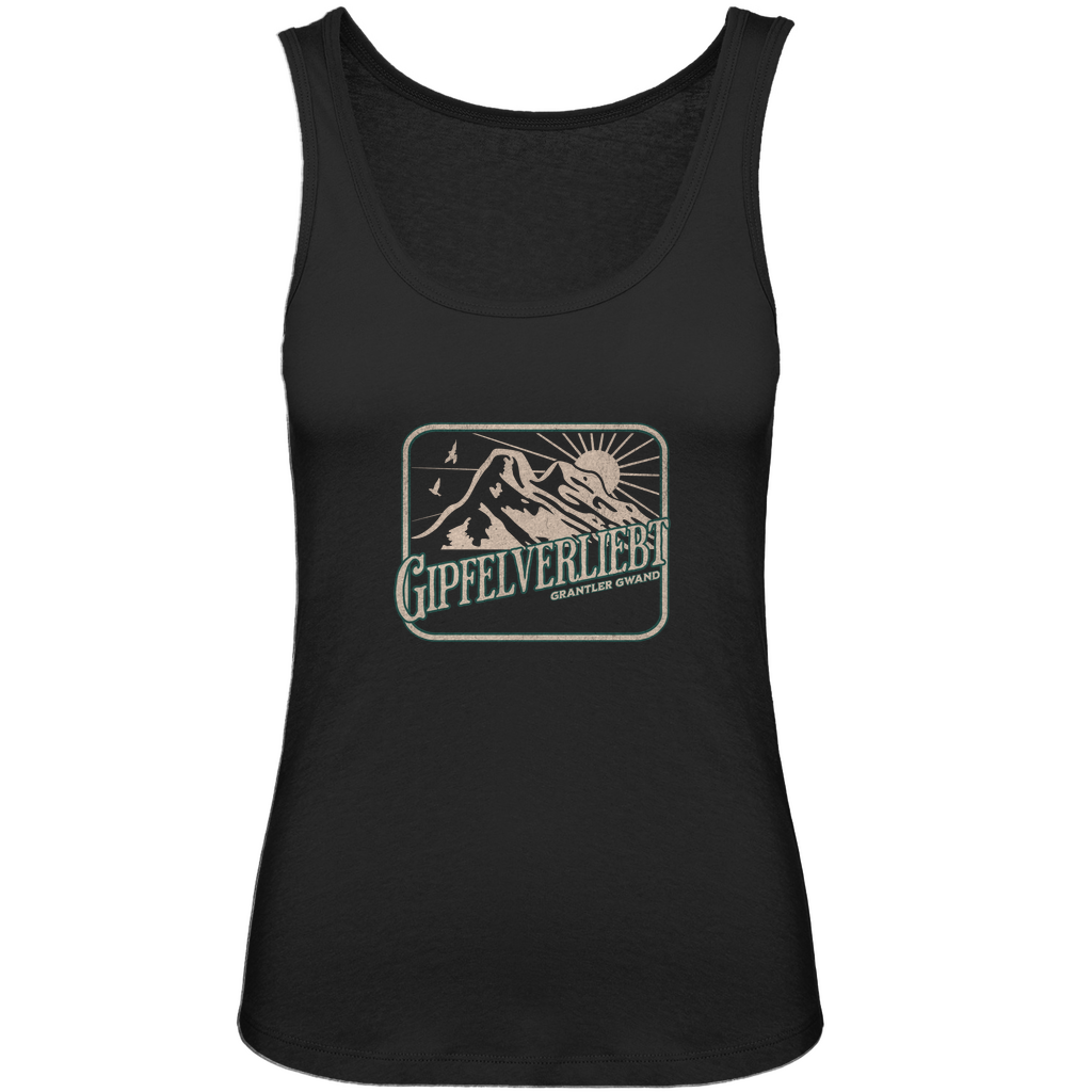 Bayerisches Damen Premium Organic Tank Top Gipfelverliebt - grün/gold - Grantler Gwand