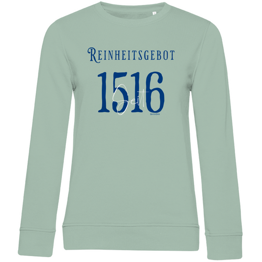 Damen Premium Bio Sweatshirt Reinheitsgebot seit 1516 - blau/weiß