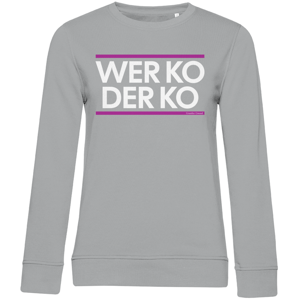 Damen Premium Bio Sweatshirt wer ko der ko - pink/weiß