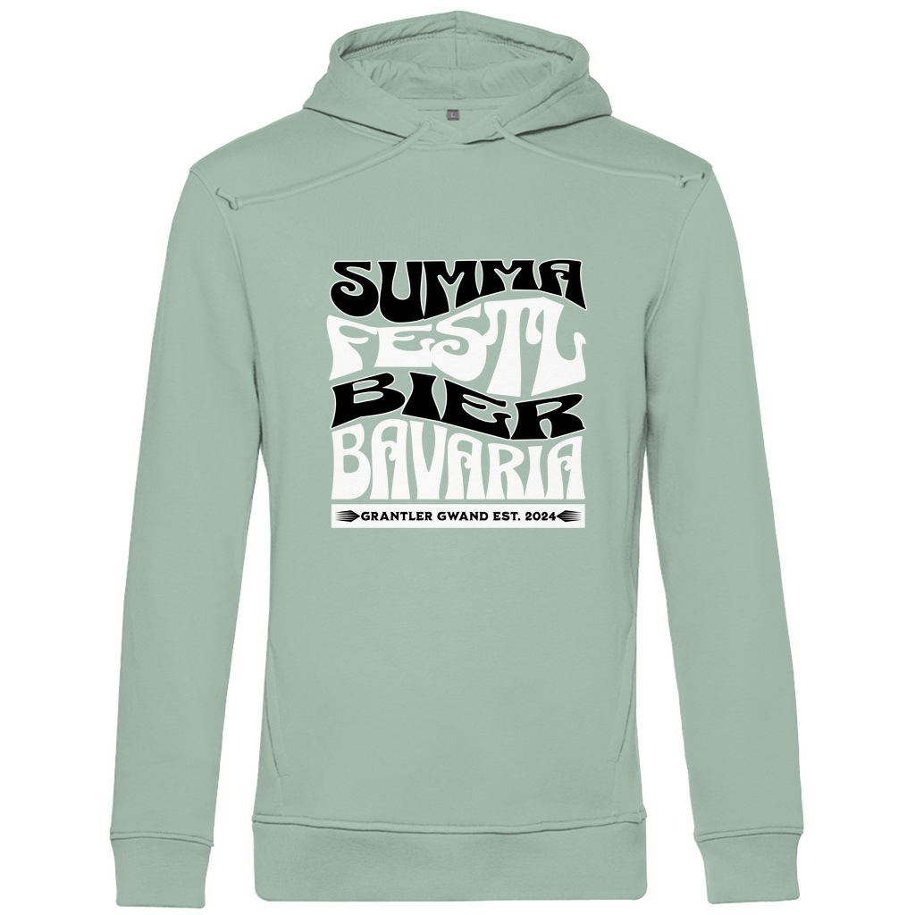 Bayerischer Herren Premium Bio Hoodie Summa, Festl, Bier, Bavaria - schwarz/weiß - Grantler Gwand