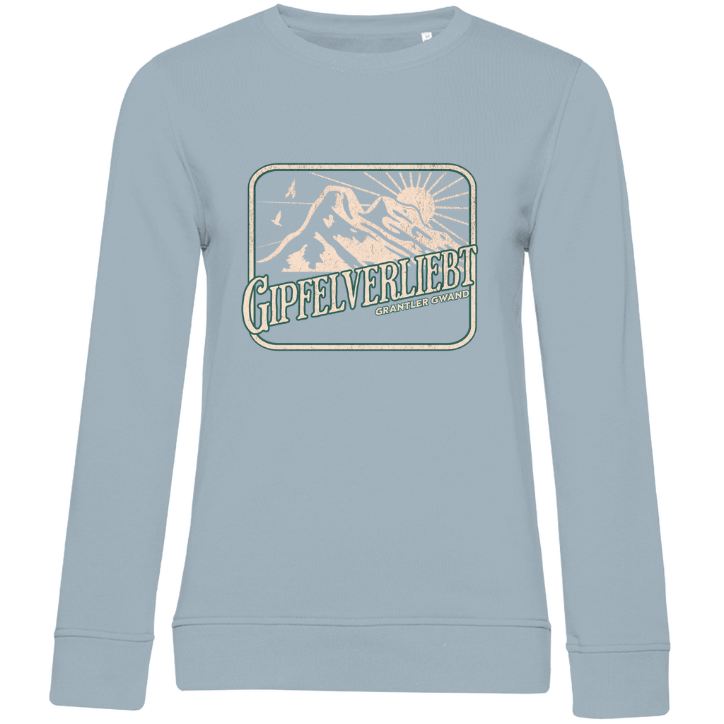 Damen Premium Bio Sweatshirt Gipfelverliebt - grün/gold