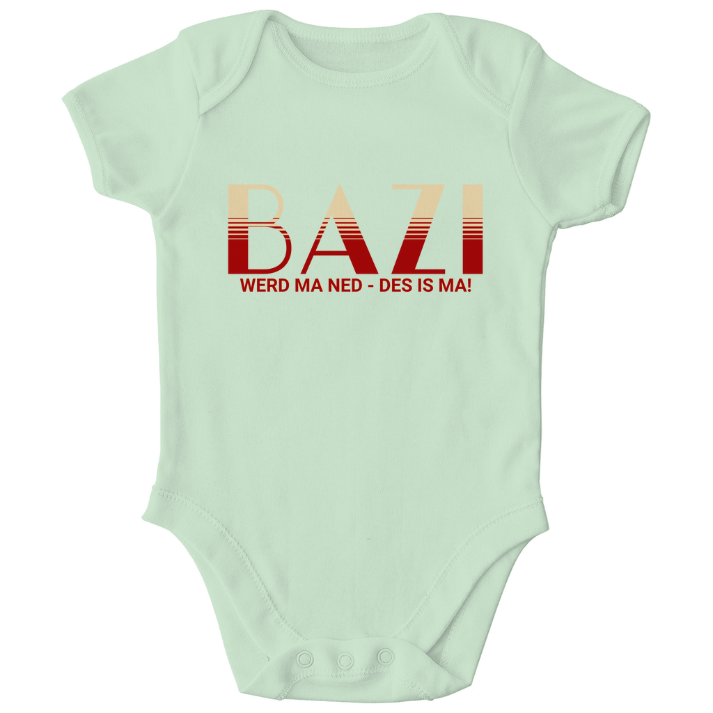 Bayerischer Bio Baby Body Bazi werd ma ned, des is ma - rot/beige - Grantler Gwand