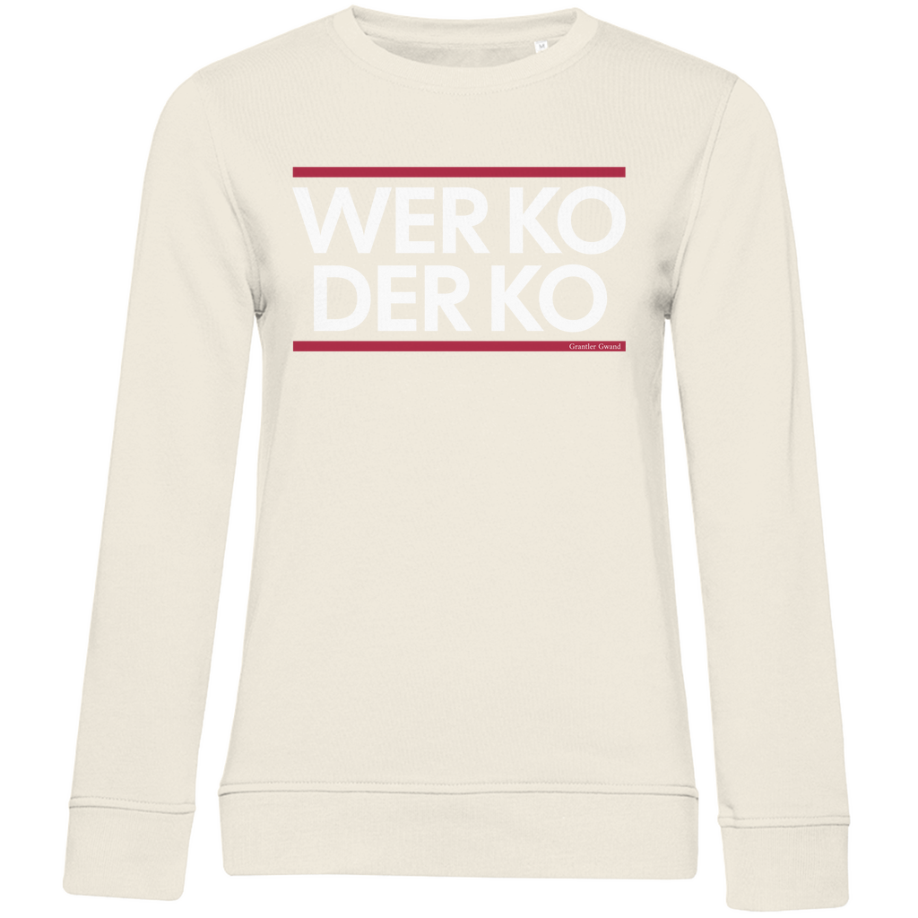 Damen Premium Bio Sweatshirt wer ko der ko - rot/weiß
