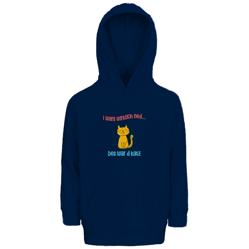 Bayerischer Kinder Premium Bio Hoodie I wars wirklich ned, des war´d Katz - rot/blau - Grantler Gwand